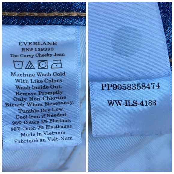 Everlane The Curvy Cheeky Jean Crop High Rise Raw Hem Blue Denim Jeans Size 29 - Picture 5 of 17